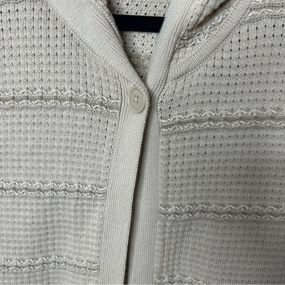 Woolrich Waffle Knit Short Sleeve One Button Hooded Top Medium Beige - Picture 12 of 14